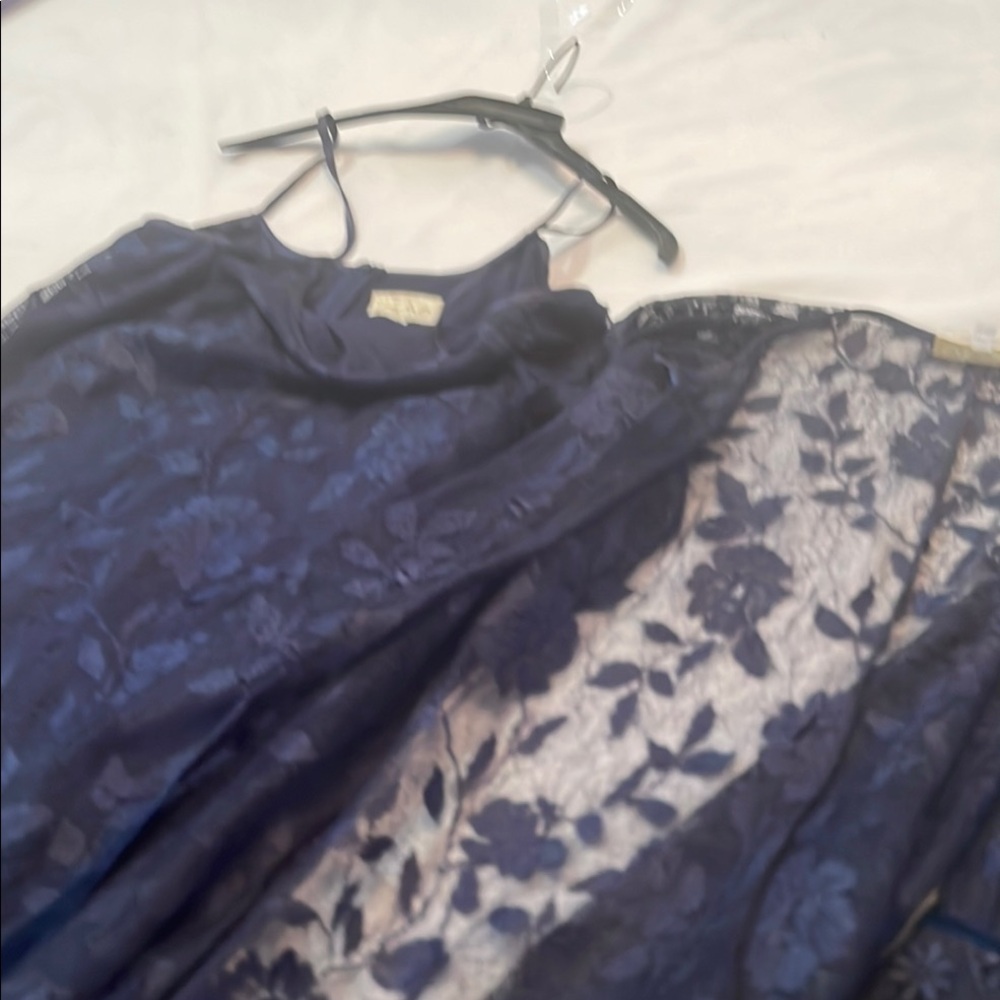 Navy Blue Floral Lace Dress